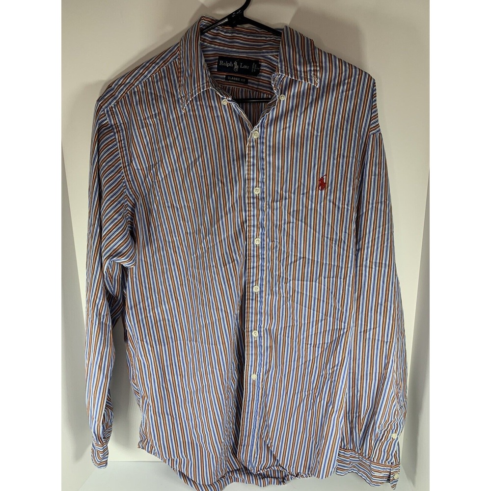 Ralph Lauren Long Sleeve Pin Stripe‎ Button Up Dress Shirt